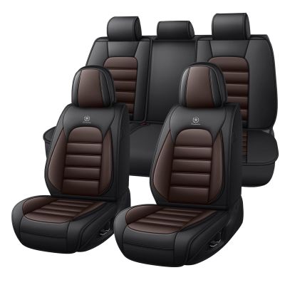 Megaseat Truck Seat Covers for GMC Sierra 2500 2007-2026, Waterproof Nappa Leather Full Coverage Car Seat Cover, Muscle Sport Style Auto Interior Covers Full Set Black&Coffee