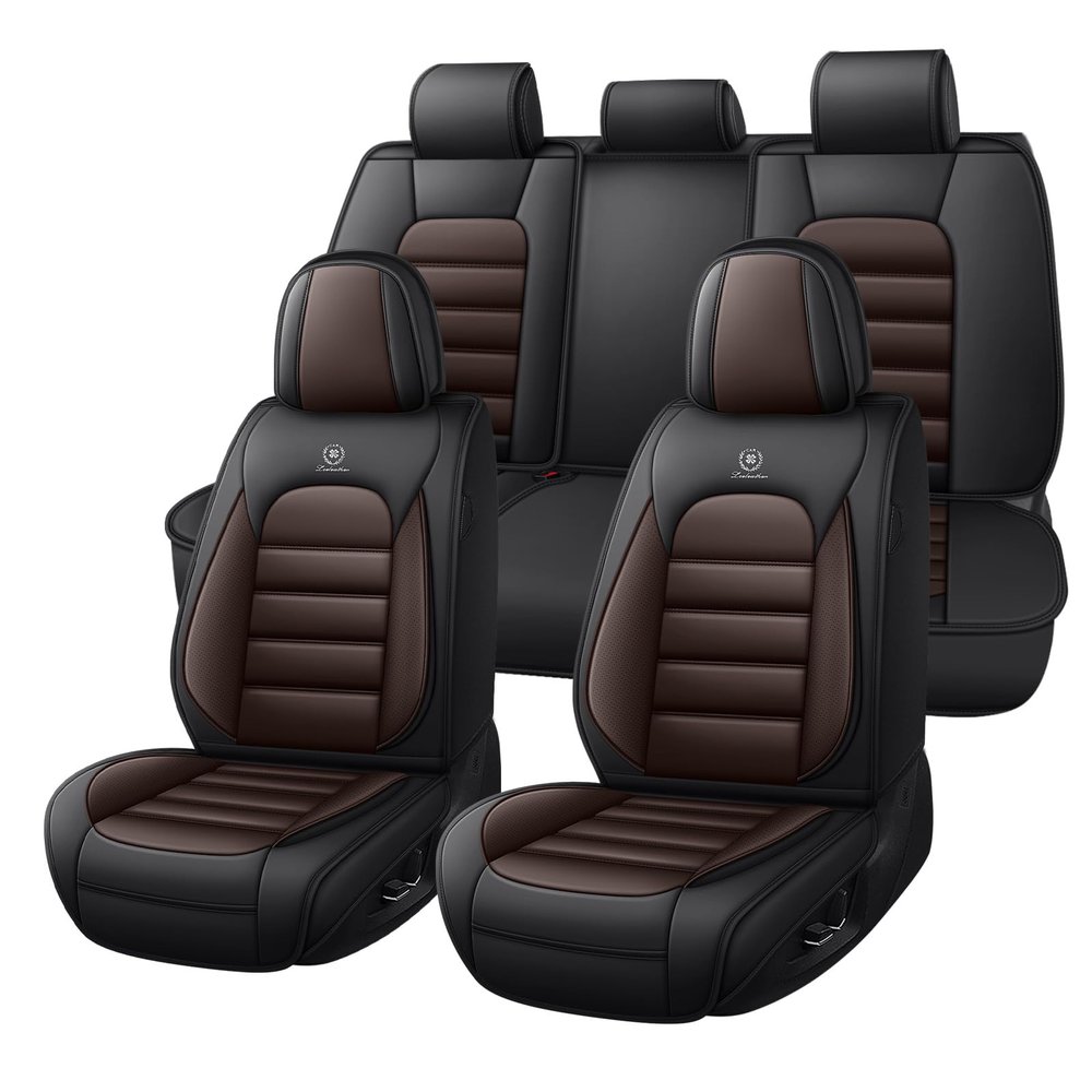 Megaseat Truck Seat Covers for GMC Sierra 2500 2007-2026, Waterproof Nappa Leather Full Coverage Car Seat Cover, Muscle Sport Style Auto Interior Covers Full Set Black&Coffee
