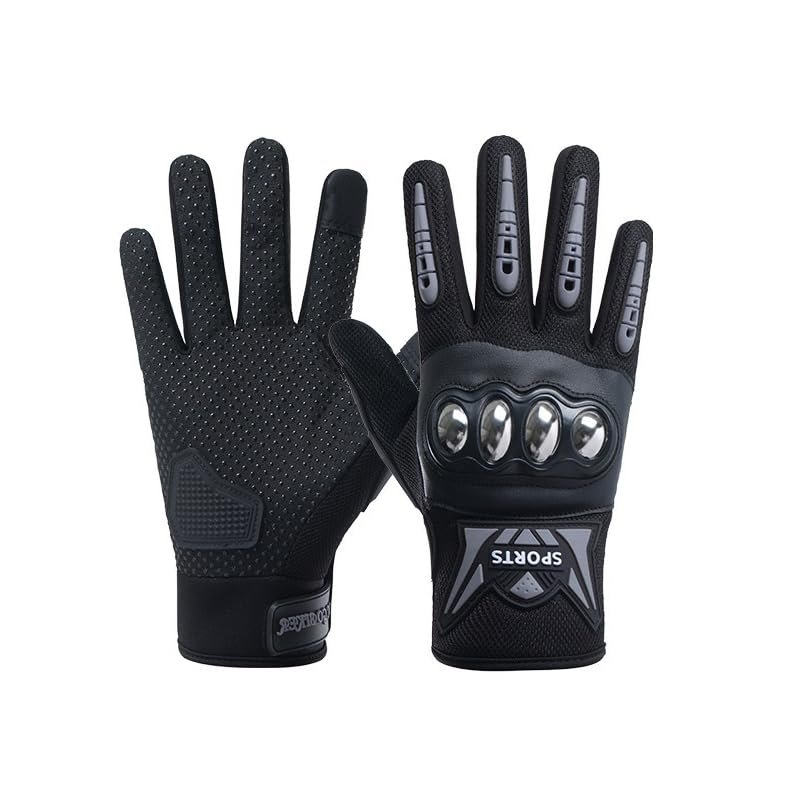 ANJMEICH Motorcycle Gloves Men's Long Finger Full Finger Cycling Cycling Bike Outdoor Sport Off-Road Racing Anti-Slip Wear(Black, XL)