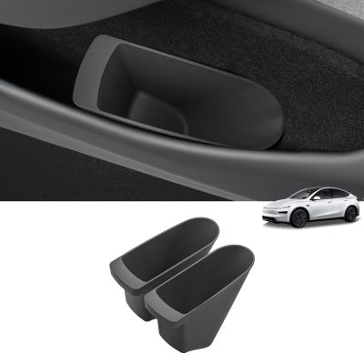 LUCKEASY 2PCS Front Door Side Pocket Storage Box for Tesla Model Y Juniper 2025 2026 Standard/Premium/Performance Front Door Storage Oragnizer for Model Y Juniper Accessories TPE Black