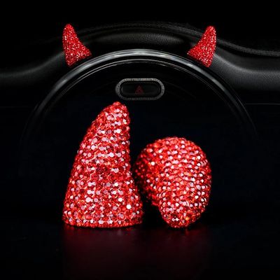 Lagnlnaoy 2PCS Rhinestone Devil Horns Car Inner Decor Cute Styling Stickers Bling Dashboard Ornament Cute Car Accessories Interior Gifts for Ladies and Mothers