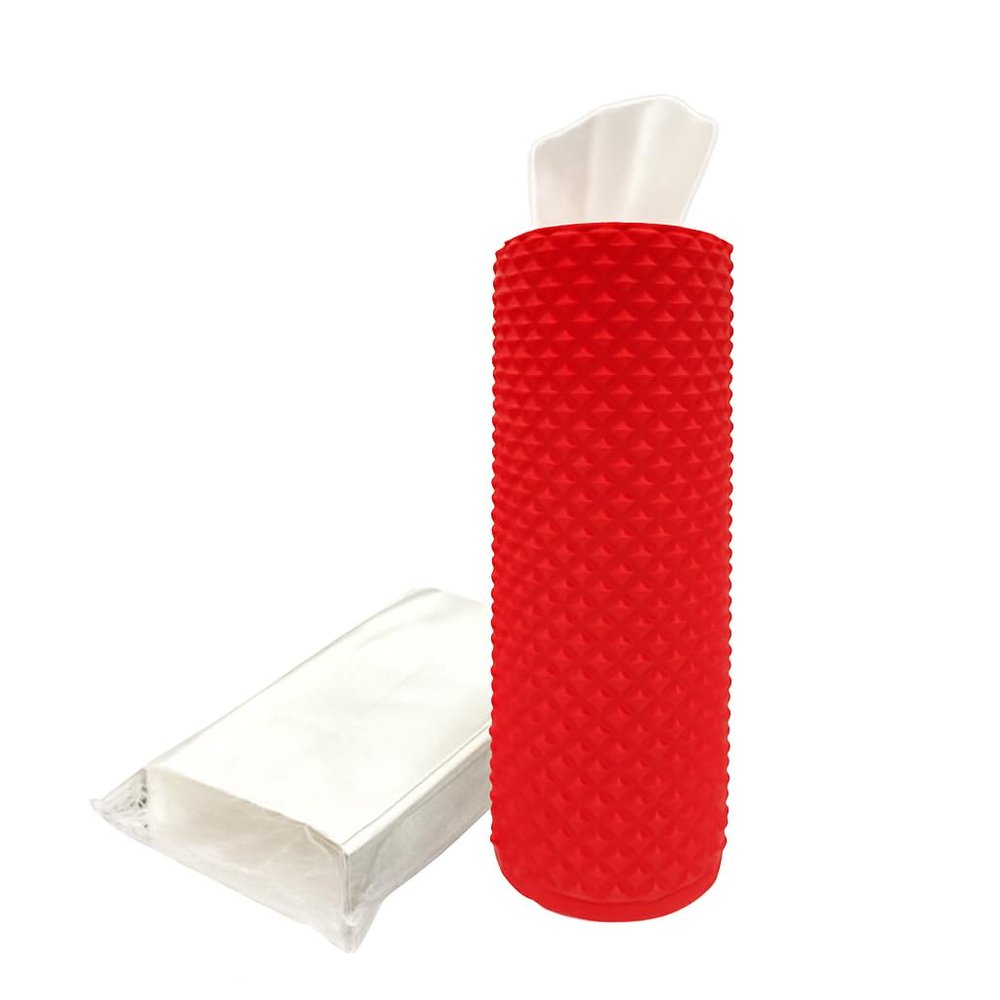 I3DIDEA Car Cup Holder Tissue Box Holder Auto Interior Accessories for Men & WomenCar Accessories Organizer with Premium Tissues with 1 Pack Tissues, Universal Fit for Most Vehicles (Red)
