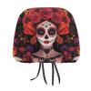 Meaudiwes Soft Elastic Universal Headrest Covers, Day of Dead Halloween Roses Sugar Skulls Fashion Car Headrest Protector with Memory Foam Backing for Car Truck SUV view 1