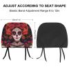 Meaudiwes Soft Elastic Universal Headrest Covers, Day of Dead Halloween Roses Sugar Skulls Fashion Car Headrest Protector with Memory Foam Backing for Car Truck SUV view 2