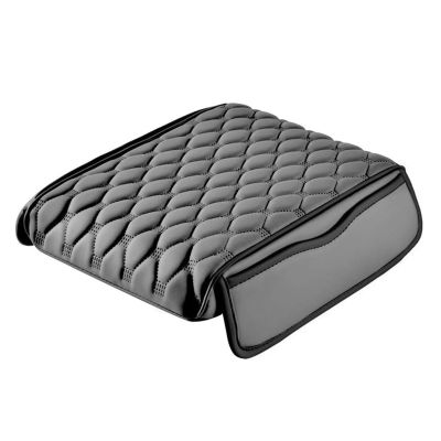 hhFChi Car Armrest Storage Mat for Audi A4 B9 8W 2015-2018 2019 2020 2021 2022 2023 2024 2025, Leather Car Center Console Cover pad Arm Rest Cushion Protector with Storage Bags Accessories,Grey