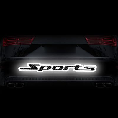 Leniutor 1pcs Reflective Sports Car Sticker, Waterproof Vinyl Safety Car Signs, Caution Warning Decal for Car Truck Bumper Window (White)
