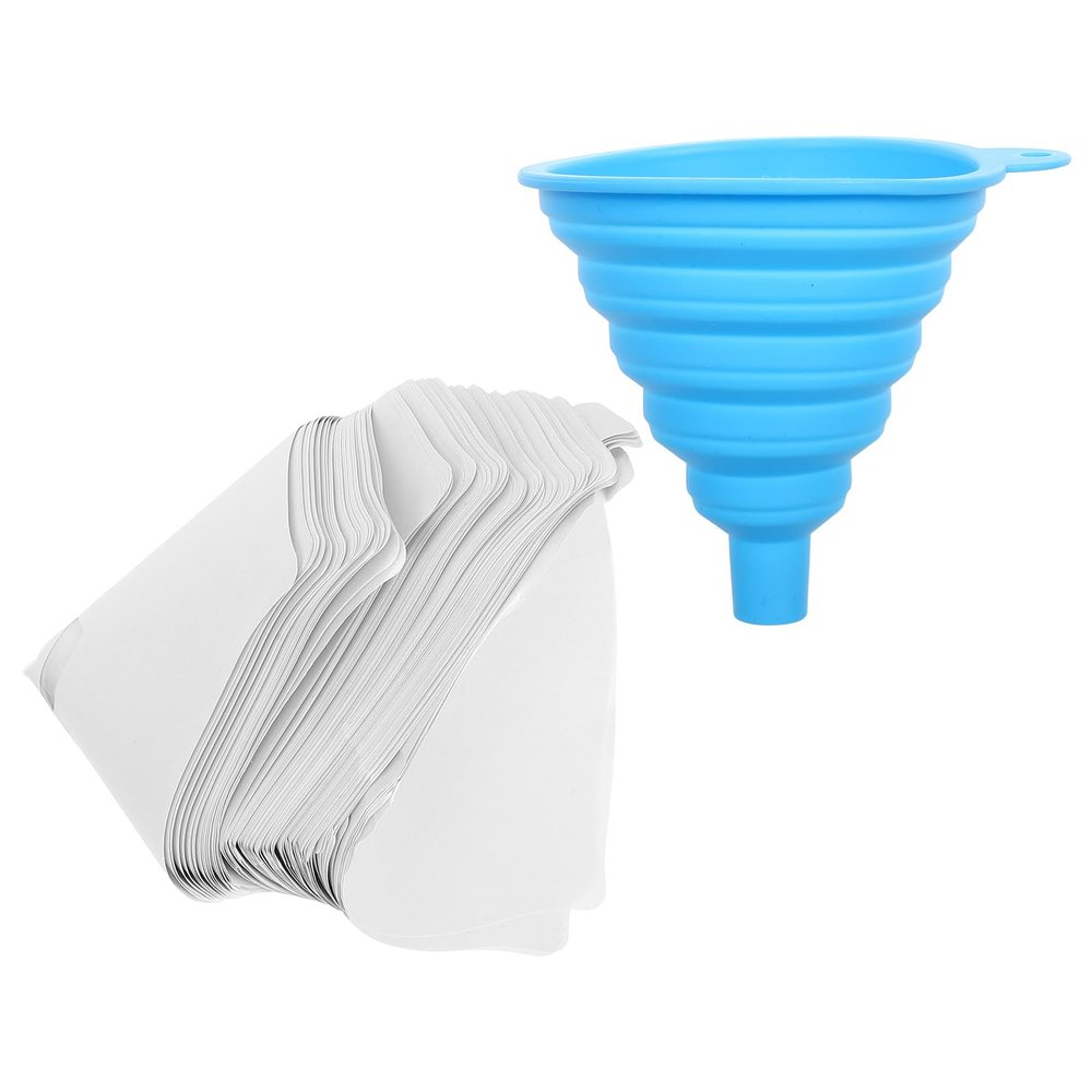 COSMEVIVI 100PCS Paint Strainers: Paper Cone with Silicone Funnel Filter Paper for Auto Sprayer Pouring Supplies and Automotive Paint Equipment