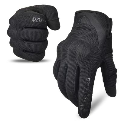 Harssidanzar Mens Motorcycle Gloves Breathable Mesh Motocross Touchscreen Hard Knuckle Road Racing Gloves for Dirt Bike SM061US,Black,Size S
