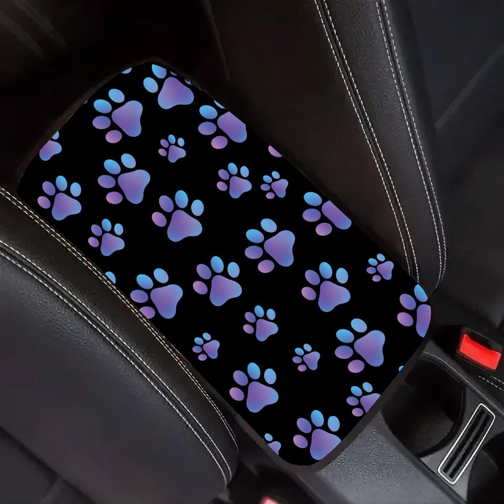 CREATCABIN Dog Paws Car Armrest Pad Auto Center Console Cover Waterproof Auto Armrest Cover Soft Center Console Pad Comfortable Car Accessories Interior for SUV Sedan Truck 12.67.5in