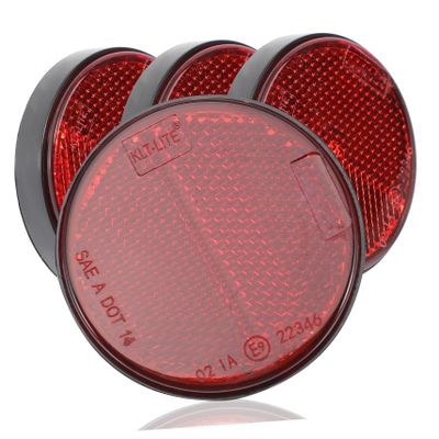 VALICLUD 8pcs Round Reflectors for Trailers Waterproof Reflective Stickers Red Reflector Markers for Driveway and RV Accessories