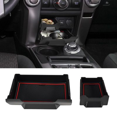 Xomzema Upgrade 2PCS Console Storage Drawer for Toyota 4Runner 2014-2022 2023 2024 5th Gen, Interior Accessories Dashboard Front Mounted Extra Insert Storage Box Organizer with Anti-Slip Mat