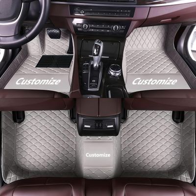 LUZiUNlnk Custom Personalized Floor Mats for CarsLuxury Full Coverage All Car Floor MatsAnti-Slip Leather Car Mat Set Custom Floor Mats for 99% of Cars, Trucks & SUVs. (Grey)