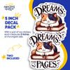 Cat Reading Stickers - Dreams Between Pages - Book Lover Decals - Calico Kitty Stationery - 2 Pack - - 5" Wide Design - Adheres to Laptops, Tumblers, and More Made in The USA - AQS2850 view 2