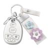 OFF WE GO for Chevrolet Key Fob Cover with Leather Keychain, Soft TPU Key Fob Case Fit for Chevy Suburban Tahoe Traverse Buick Enclave Cadillac Escalade GMC Acadia Yukon Car Key (Silver White) view 1