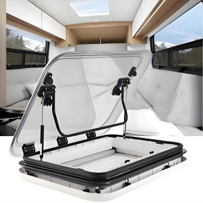 RV Roof Maintenance Kits,RV Caravan Car Roof Window Skylight w/ LED, RV Skylights Roof Window Vent,Hatch Motorhome Camper Roof Vent with Nets & Sunshade,80x50cm
