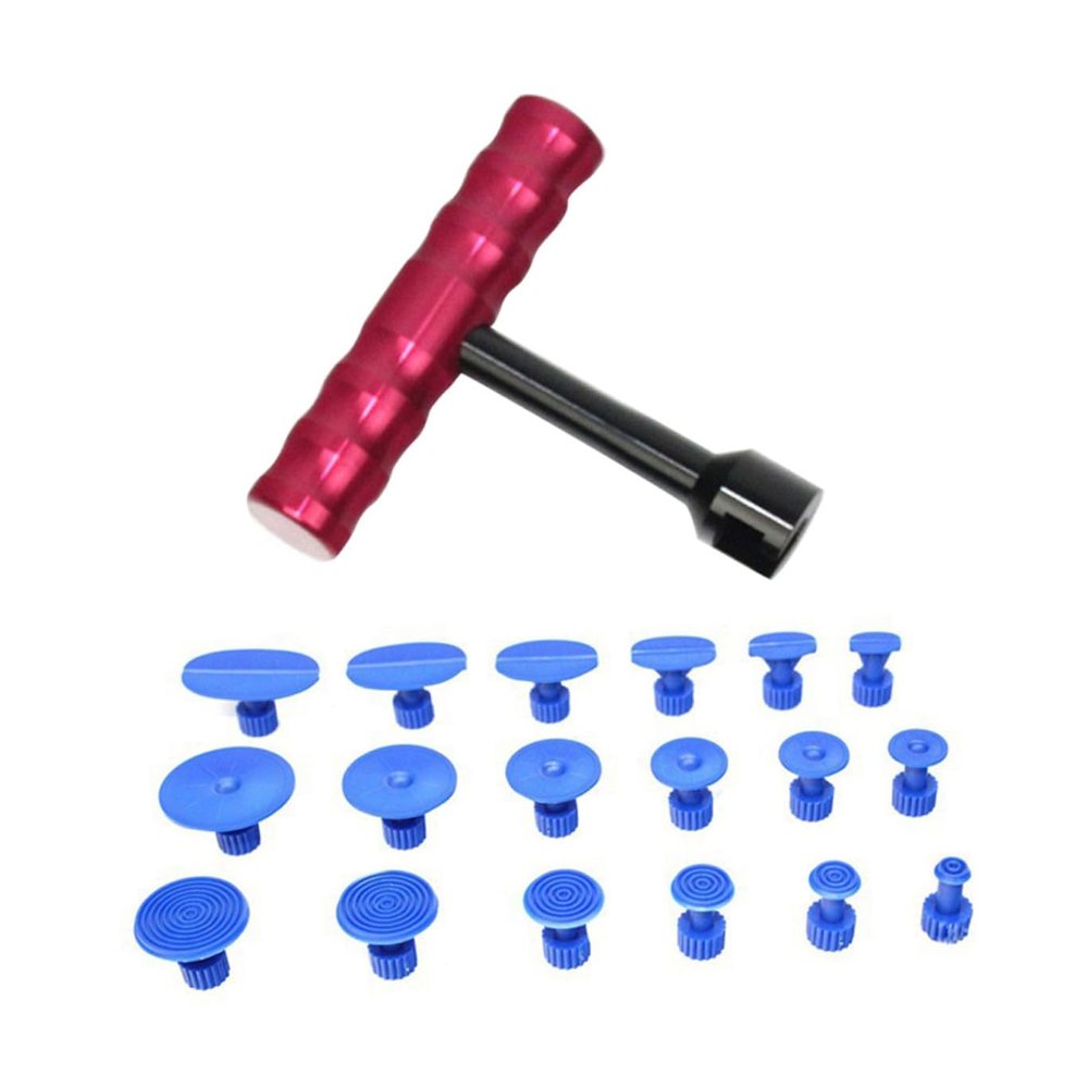 Cabilock 1Set Dent Puller Kit Portable Paintless Dent Removal Tool Set with T Bar Pulling Tabs for for Hail Damage and Dents