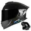 Flip Up Bluetooth Motorcycle Helmet, DOT Approved Dual Anti-Fog Sun Visors Modular Cool Racing Crash Helmet, Multiple Vents Motorbike Built-in Dual Speakers for Adults Men Women(K,L(59-60 CM)) view 1