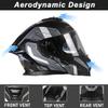 Flip Up Bluetooth Motorcycle Helmet, DOT Approved Dual Anti-Fog Sun Visors Modular Cool Racing Crash Helmet, Multiple Vents Motorbike Built-in Dual Speakers for Adults Men Women(K,L(59-60 CM)) view 3