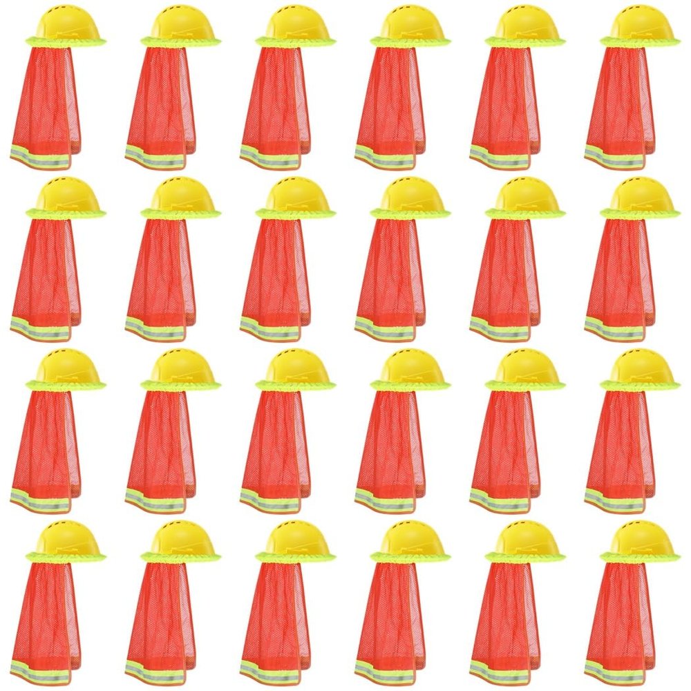 24 Ct Safety Helmet Neck Shields With Mesh Backing, High-Visibility Hard Hat Sun Covers, Helmet Accessories For Outdoor Use