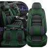 3DLEATHER for Toyota Camry 2016 Seat Cover Full Set, Upgraded Nappa Leather Seat Cover, 360 Full Coverage Customized Car Seat Covers with Airbags Design (Black & Green/Luxury Style) view 1