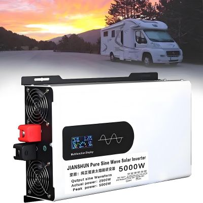 5000W Pure Sine Wave Power Inverter-DC 12V/24V/48V/60V/72V to 110V/220V AC Converter,Inversor Solar Hibrido with LCD Display,Fast Car Charger Adapters,Car Plugs Adapters Outlet for Laptop,220V-72V