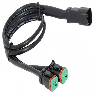 Leads Deutsch Outputs DT, Y Shape 2 Pin DTM Female for Fog Work Light Retrofit Work Chandelier Light Retrofit Connectors Wiring Harness (2 in 1, 1)