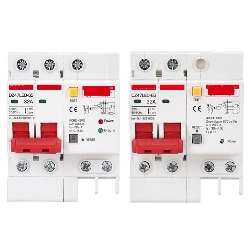 POMGSGAF Residual Current Circuit Breaker Main Switch with Surge Protector Leakage Protector(32A)