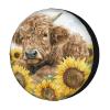 Foruidea Watercolor Highland Cow Spare Tire Cover Dust-Proof Wheel Tire Cover Fit Trailer, RV, SUV and Many Vehicle 15 Inch view 1