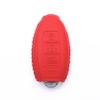 WFMJ 2Pcs Leather 4 Buttons Key Fob Case Cover for Nissan Altima 350Z Quest Sentra Infiniti EX35 FX35 FX45 G35 I35 (Black Red) view 2