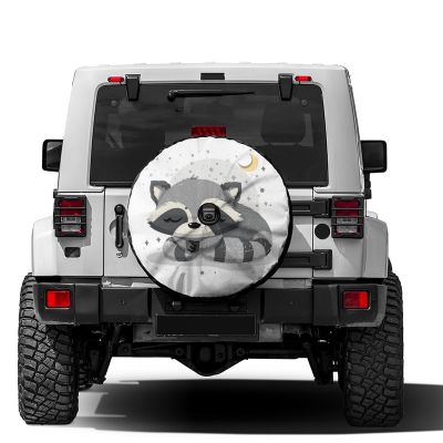 Foruidea Cute Raccoon Spare Tire Cover with Backup Camera Hole Wheel Tire Cover Fit Trailer, RV, SUV and Many Vehicle 16inch