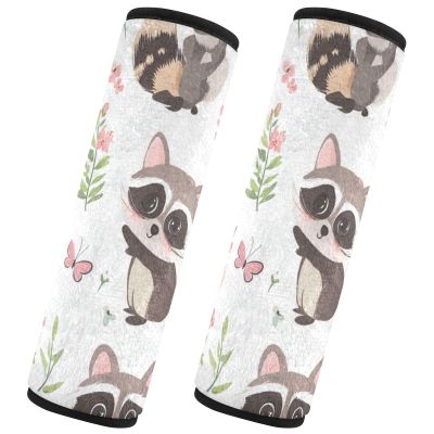 Car Seat Belt Pads 2 Pcs Soft Seat Belt Shoulder Strap Covers Pad for Adults Child Kids M Cute Raccoon