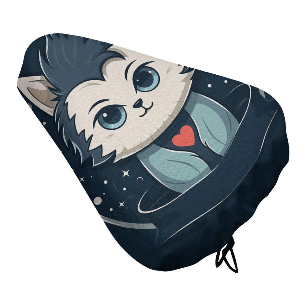Cute Alaskan Dog Bike Seat Rain Cover Waterproof Dustproof Bikes Saddle Cushion Soft Bicycle Seat Pad Covers with Drawstring for Men Women