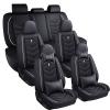 XIAOPYO Car Seat Covers 7 Seats for Honda Pilot 2003-2026, Waterproof Durable Leather Vehicle Cushion Covers, Breathable Full Coverage Seat Protector(with Pillow,Black White) view 1