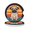 Neukim 2 Pack Retro Pug Ombre Sunset Car Cup Holder Coasters, 2.56 Inch Anti Slip Ceramic Absorbent Coaster with Cork Base and Finger Notch Car Accessories Interior for Women & Men view 1