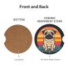 Neukim 2 Pack Retro Pug Ombre Sunset Car Cup Holder Coasters, 2.56 Inch Anti Slip Ceramic Absorbent Coaster with Cork Base and Finger Notch Car Accessories Interior for Women & Men view 2