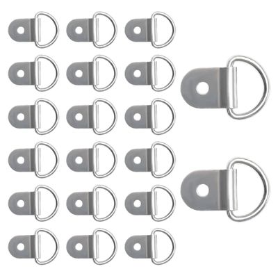 YTFRL 20PCS Small Steel D-Ring Tie Downs, Heavy Duty D Ring Tie Downs Strap Anchor Lashing Rings, Steel Tie-Down Hooks for Loads on Case Truck Cargo Trailers RV Boats, Car Accessories (Silver)