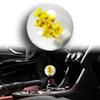 W-POWER Universal 54mm Crystal Round Ball with Real Flowers Unique Manual Car Gear Stick Head Shift Knob, 5 6 Speed Fit Most Manual Automatic Vehicles Trucks with 3 Adapters (Yellow) view 2