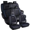 XIAOPYO Car Seat Covers 8 Seats for Chevy Tahoe 2000-2026, Waterproof Durable Leather Vehicle Cushion Covers, Breathable Full Coverage Seat Protector(Luxury,Black Blue) view 1