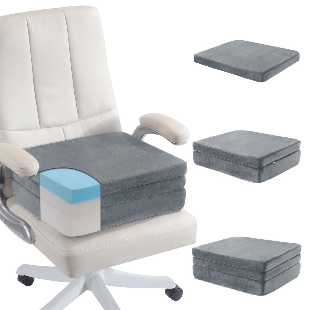 MABOZOO Height Adjustable Chair Cushions, 6 Inch Thick Office Chair Booster Seat Cushion to Raise Height, Extra Thick Seat Pad for Wheelchair, Home, Office, Car (Gray)