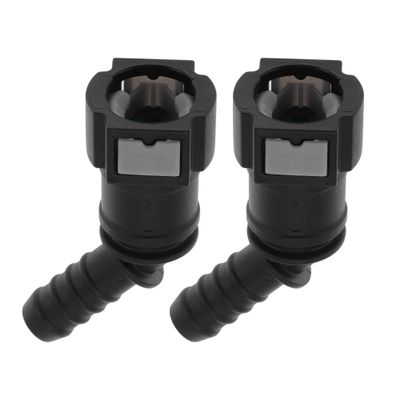 HOPESPANNER 25/64" Fuel Line Quick Connector ID Hose for 25/64" SAE Male Connector 45 Degree Elbow Connector Seal Fittings Plastic Black Gray 2Pcs