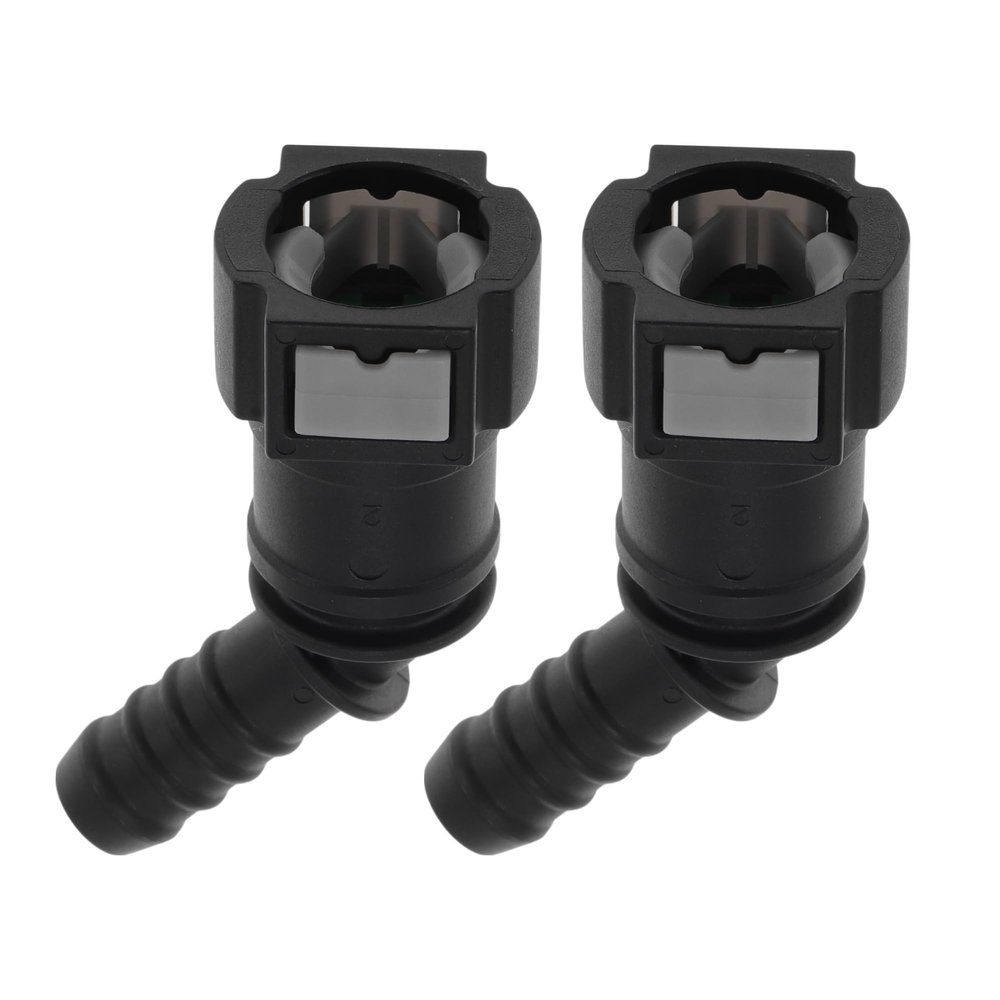 HOPESPANNER 25/64" Fuel Line Quick Connector ID Hose for 25/64" SAE Male Connector 45 Degree Elbow Connector Seal Fittings Plastic Black Gray 2Pcs