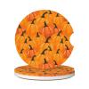 Neukim 2 Pack Orange Yellow Pumpkins Car Cup Holder Coasters, 2.56 Inch Autumn Pumpkin Anti Slip Ceramic Absorbent Coaster with Cork Base and Finger Notch Car Accessories Interior for Women & Men view 1