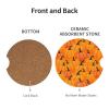 Neukim 2 Pack Orange Yellow Pumpkins Car Cup Holder Coasters, 2.56 Inch Autumn Pumpkin Anti Slip Ceramic Absorbent Coaster with Cork Base and Finger Notch Car Accessories Interior for Women & Men view 2