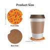 Neukim 2 Pack Orange Yellow Pumpkins Car Cup Holder Coasters, 2.56 Inch Autumn Pumpkin Anti Slip Ceramic Absorbent Coaster with Cork Base and Finger Notch Car Accessories Interior for Women & Men view 3