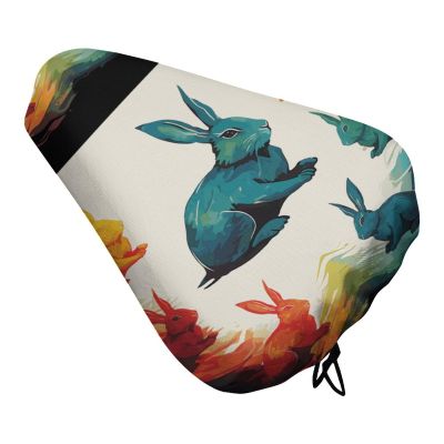 Rainbow Rabbit Bike Seat Rain Cover Waterproof Dustproof Bikes Saddle Cushion Soft Bicycle Seat Pad Covers with Drawstring for Men Women