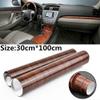 Startbuymore Car Interior Wood Grain Vinyl Wrap Film Waterproof DIY Decorative Sticker Self-Adhesive Dashboard Trim 100X30cm with High Gloss Finish view 2