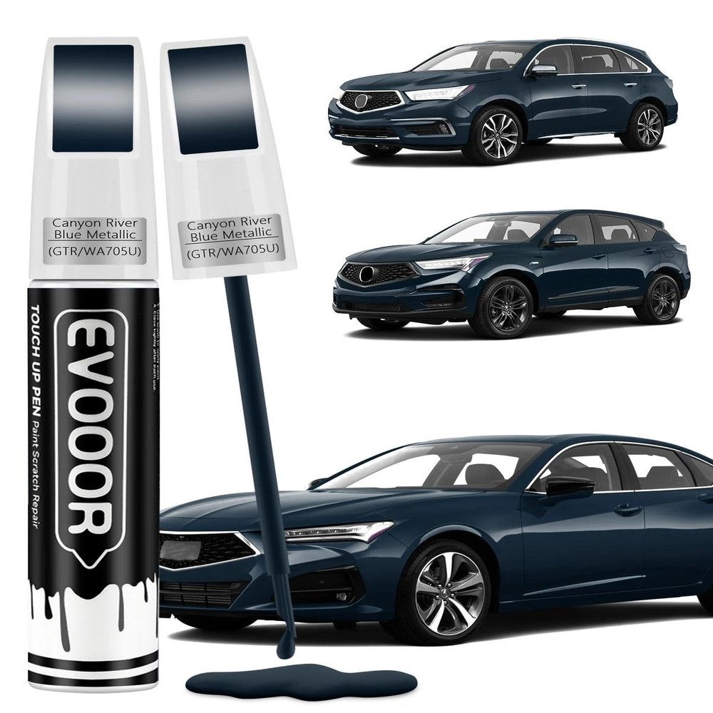 EVOOOR Canyon River Blue Metallic(B-604M) Touch Up Paint Compatible with Acura Exact Match 2 in 1 Touch up Paint for Chips and Nicks Repair with 2pcs Disposable Micro Applicators