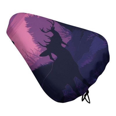 Deer Silhouette Bike Seat Rain Cover Waterproof Dustproof Bikes Saddle Cushion Soft Bicycle Seat Pad Covers with Drawstring for Men Women