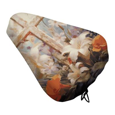 Easter Cross Art Bike Seat Rain Cover Waterproof Dustproof Bikes Saddle Cushion Soft Bicycle Seat Pad Covers with Drawstring for Men Women