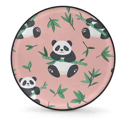 Yeahhhlife RV Spare Tire Cover, Waterproof Dust-Proof Car Wheel Covers for SUV, Truck, Camper, Travel Trailer Accessories 15 Inch, Cartoon Panda Bamboo